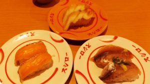 煮あなご・焼とろサーモン・鰺