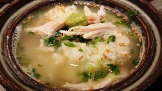 鶏だし茶漬け（蓋を開けたところ）｜やきとり家 すみれ 池上店