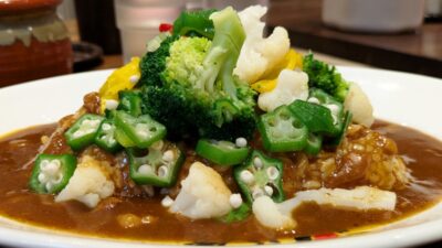 温野菜カレー(横から・その1)|日乃屋カレー JR川崎タワー店