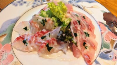 鮮魚のカルパッチョ塩麹ソース｜Caliner